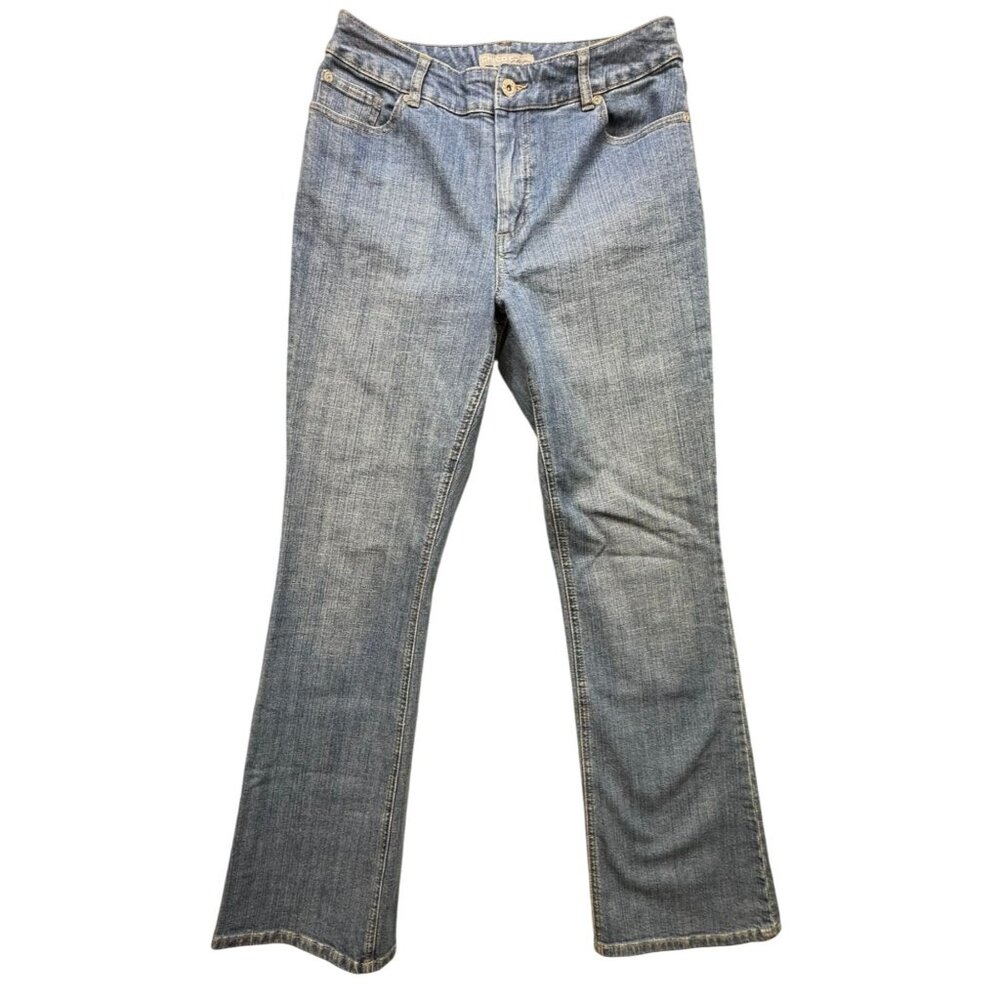 Chicos Platinum Womens Denim Bootcut Jeans Size 1 Reg Cotton/Spandex